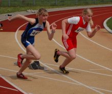 Sophie Möllers beim 100m Start Sophie Möllers beim 100m Start