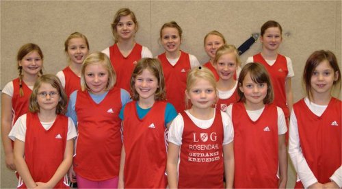 Die Mannschaft der LG Rosendahl beim Hallensportfest in Dülmen: Hintere Reihe v.li: Alina Riermann, Carla Weiser, Marlin Schumacher, Maike Schulenkorf, Larissa Boom und Jana Riermann. Vordere Reihe v. li.: Pia Schulenkorf, Greta Bertels, Freya Gövert, Marlen Fleige, Fenja Telger, Annika Schulenkorf und Isabelle Lenfert. Die Mannschaft der LG Rosendahl beim Hallensportfest in Dülmen: Hintere Reihe v.li: Alina Riermann, Carla Weiser, Marlin Schumacher, Maike Schulenkorf, Larissa Boom und Jana Riermann. Vordere Reihe v. li.: Pia Schulenkorf, Greta Bertels, Freya Gövert, Marlen Fleige, Fenja Telger, Annika Schulenkorf und Isabelle Lenfert.