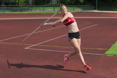 Auch den Speerwurf dominierte Jana. Mit 38,43m warf sie wieder eine hervorragende Weite und gewann erneut.