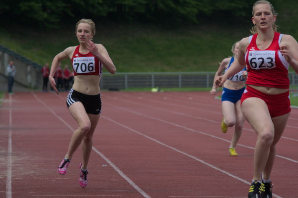 Ungewohnte Übung für Kerstin Schulze Kalthoff. Aus dem Startblock starten und nur 200m sprinten... Mit 29,85 Sek. blieb sie tatsächlich unter 30 Sekunden