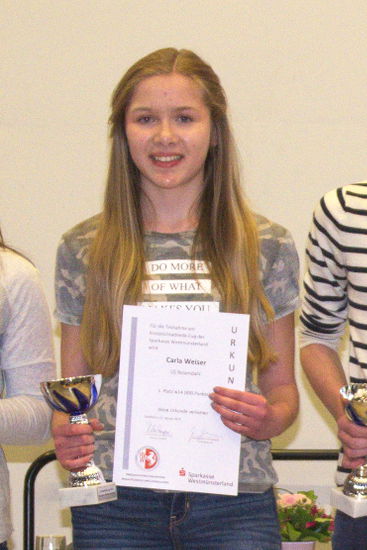 Platz Eins für Carla Weiser in der Altersklasse W14.